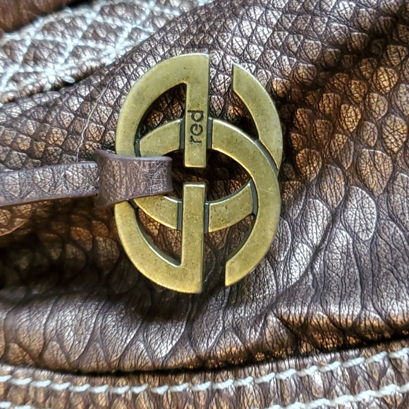 ECHO RED GOLF VINTAGE faux snakeskin pattern bucket purse - Picture 2 of 10